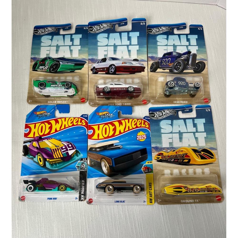 HotWheels Lot of 6 Salt Flat Racers 1988 Ford TBird 1932 Ford Punk Rod Long Bloc